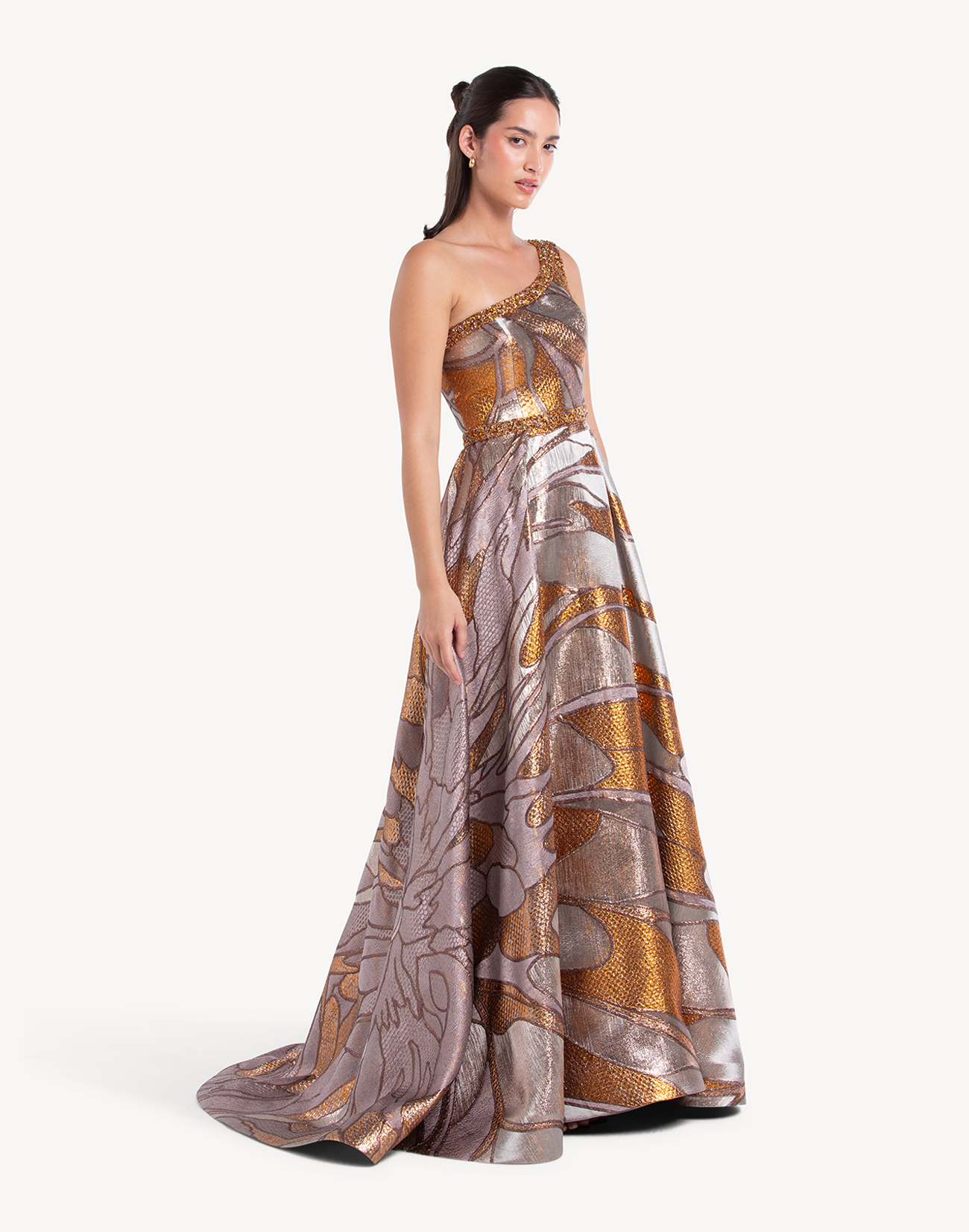 Opus Brocade Crystal Embellished Gown
