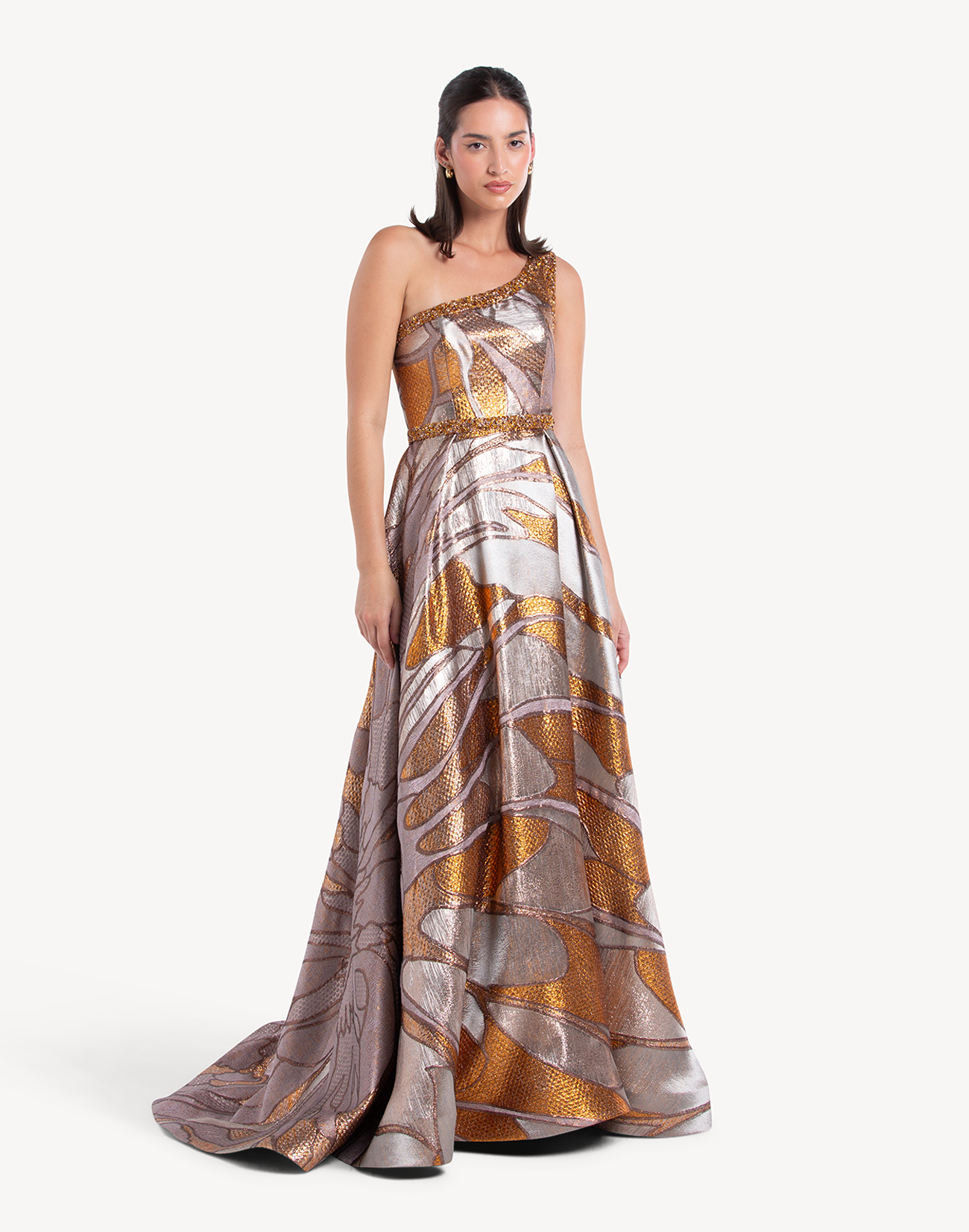Opus Brocade Crystal Embellished Gown
