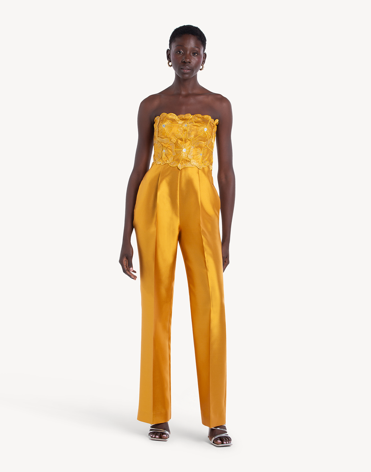 Sheen Floral Applique Corset Jumpsuit