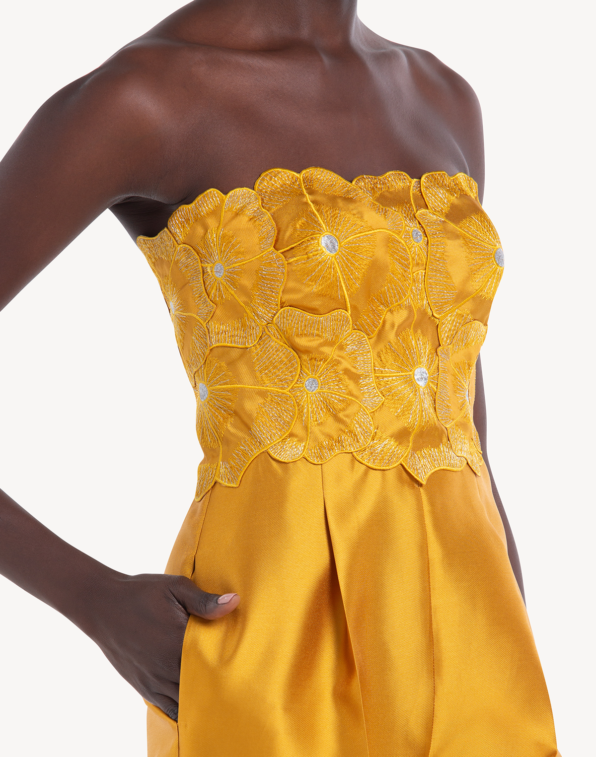 Sheen Floral Applique Corset Jumpsuit