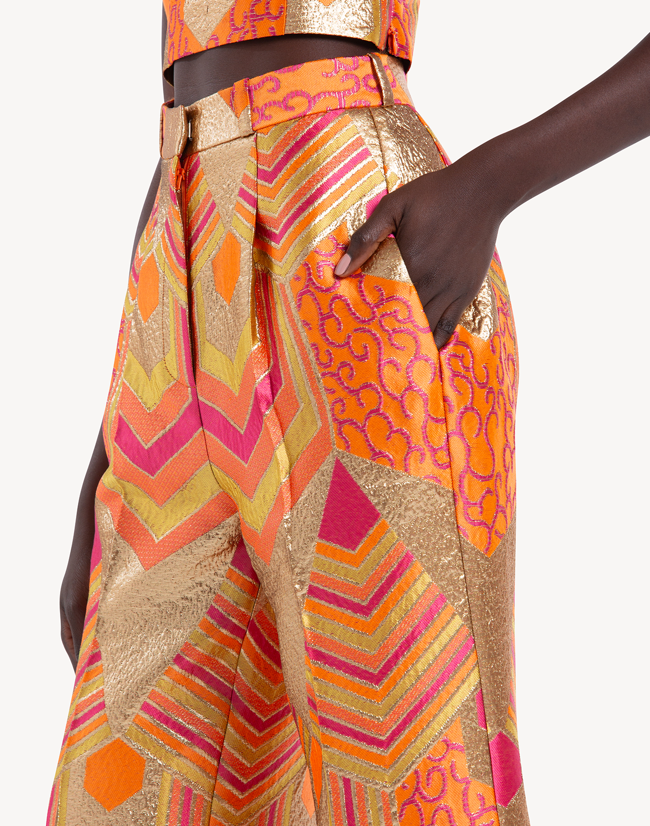 Nermin Brocade High Waisted Trousers