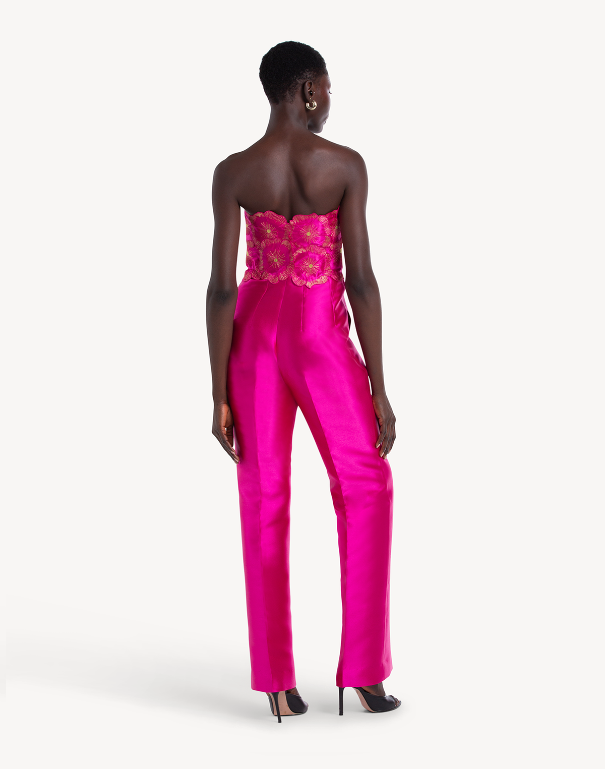 Sheen Floral Applique Corset Jumpsuit
