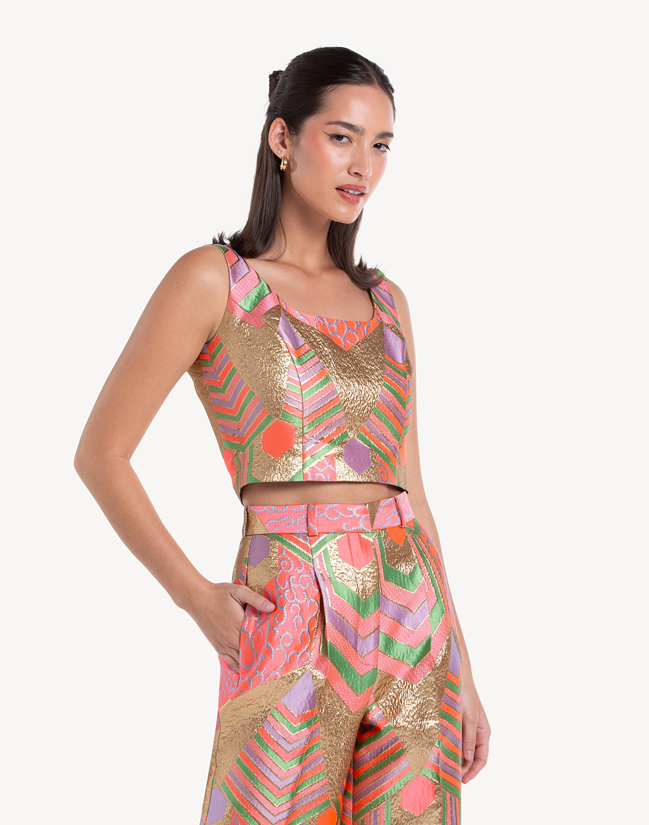 Nermin Brocade Crop Top