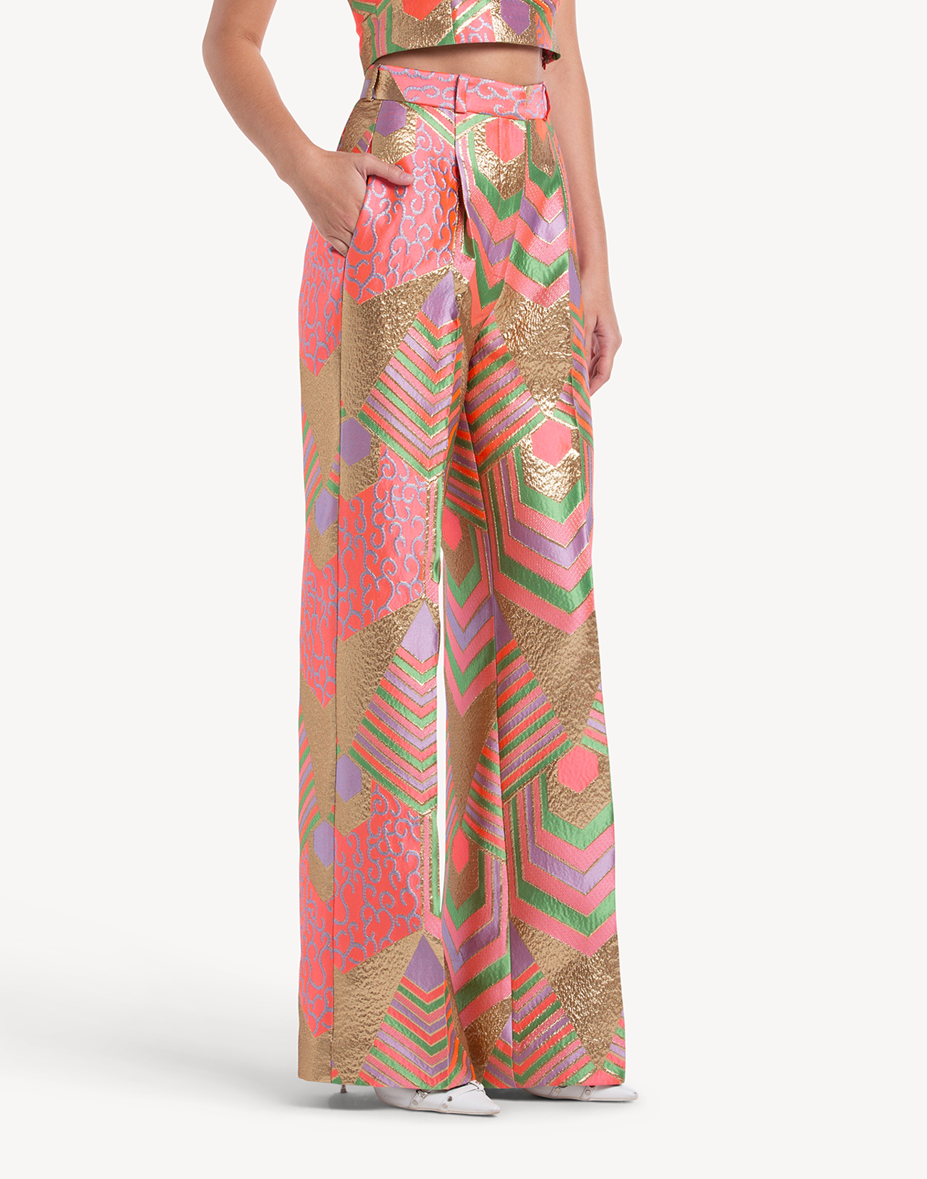 Nermin Brocade High Waisted Trousers