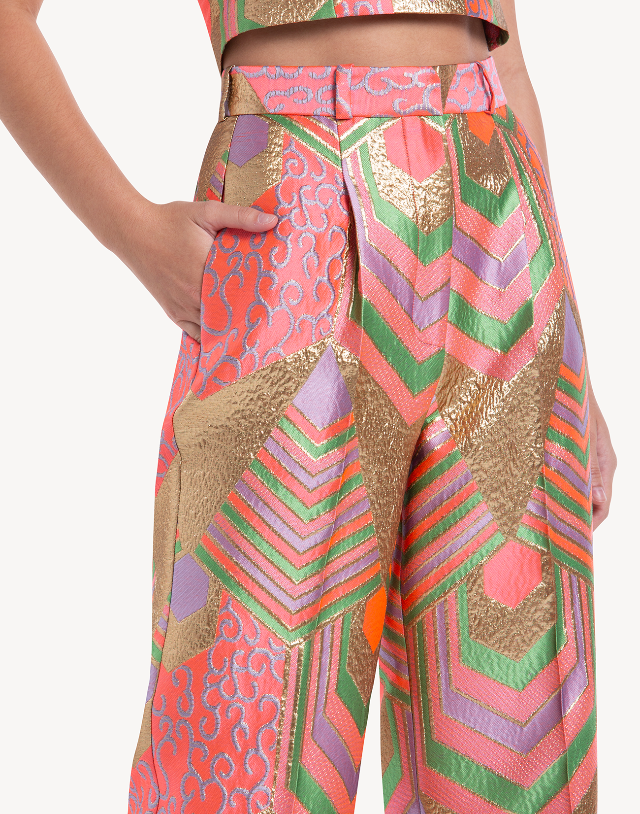 Nermin Brocade High Waisted Trousers