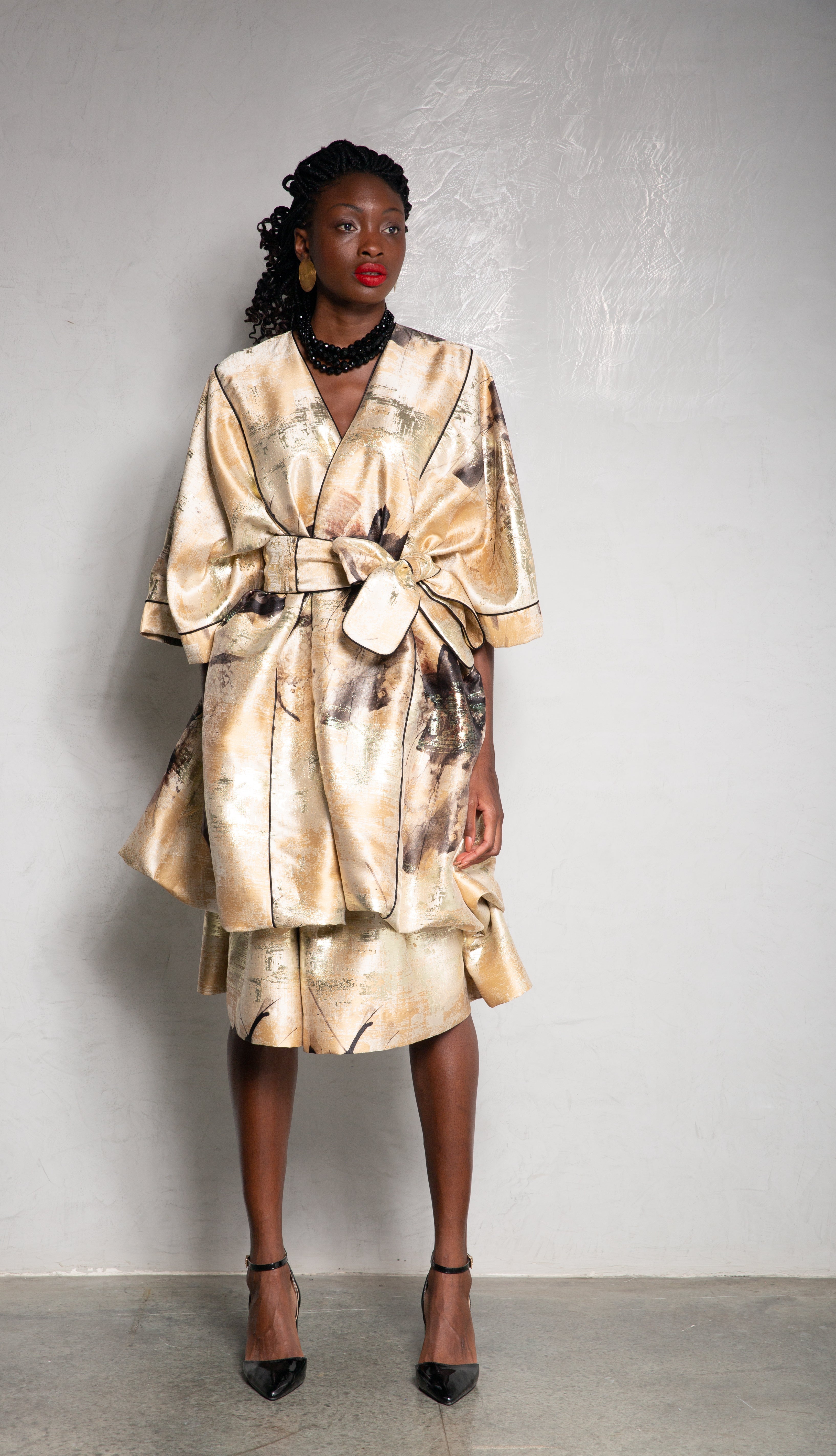 Kimono Bouffant Silk Short Kaftan