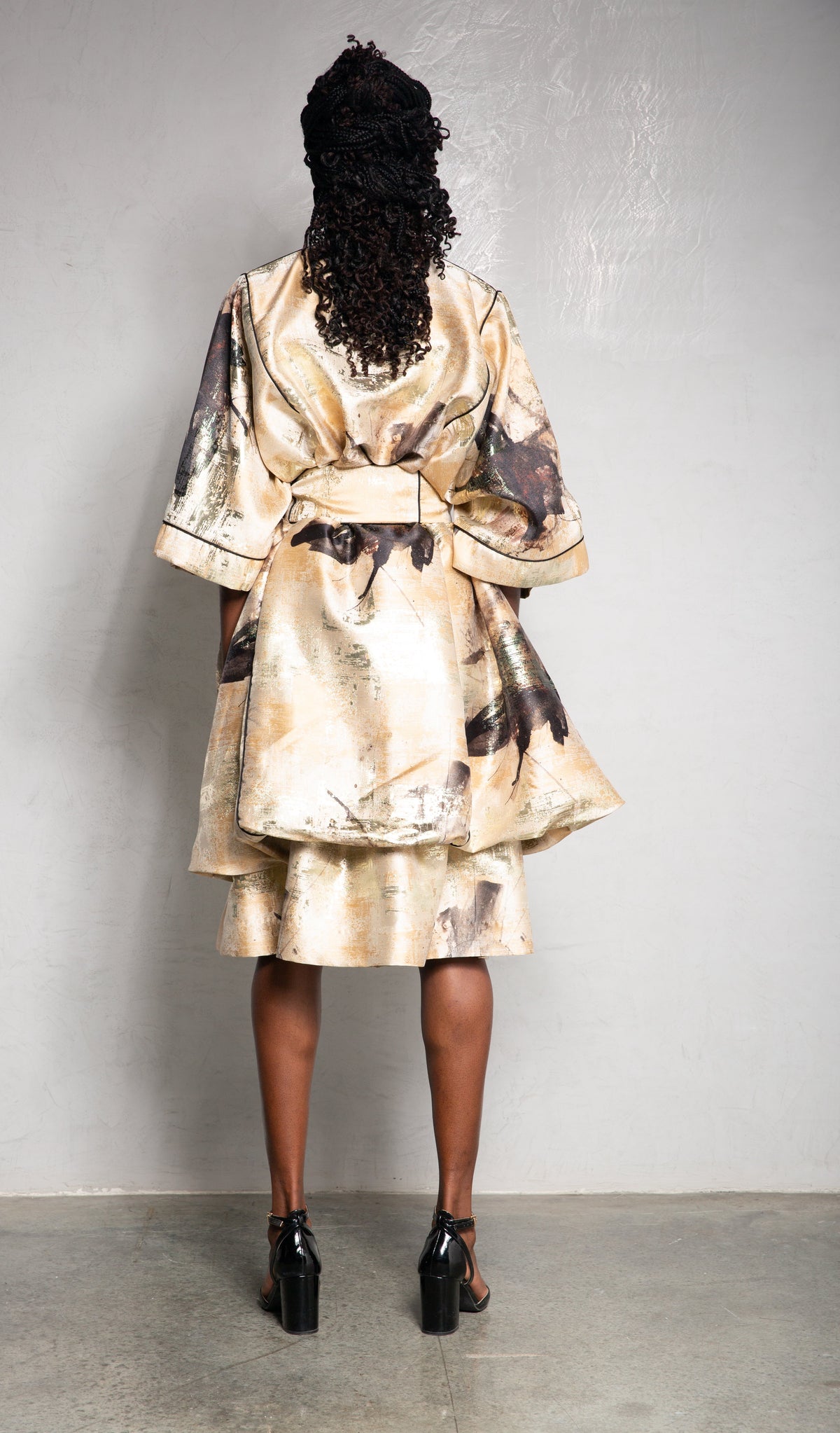 Kimono Bouffant Silk Short Kaftan