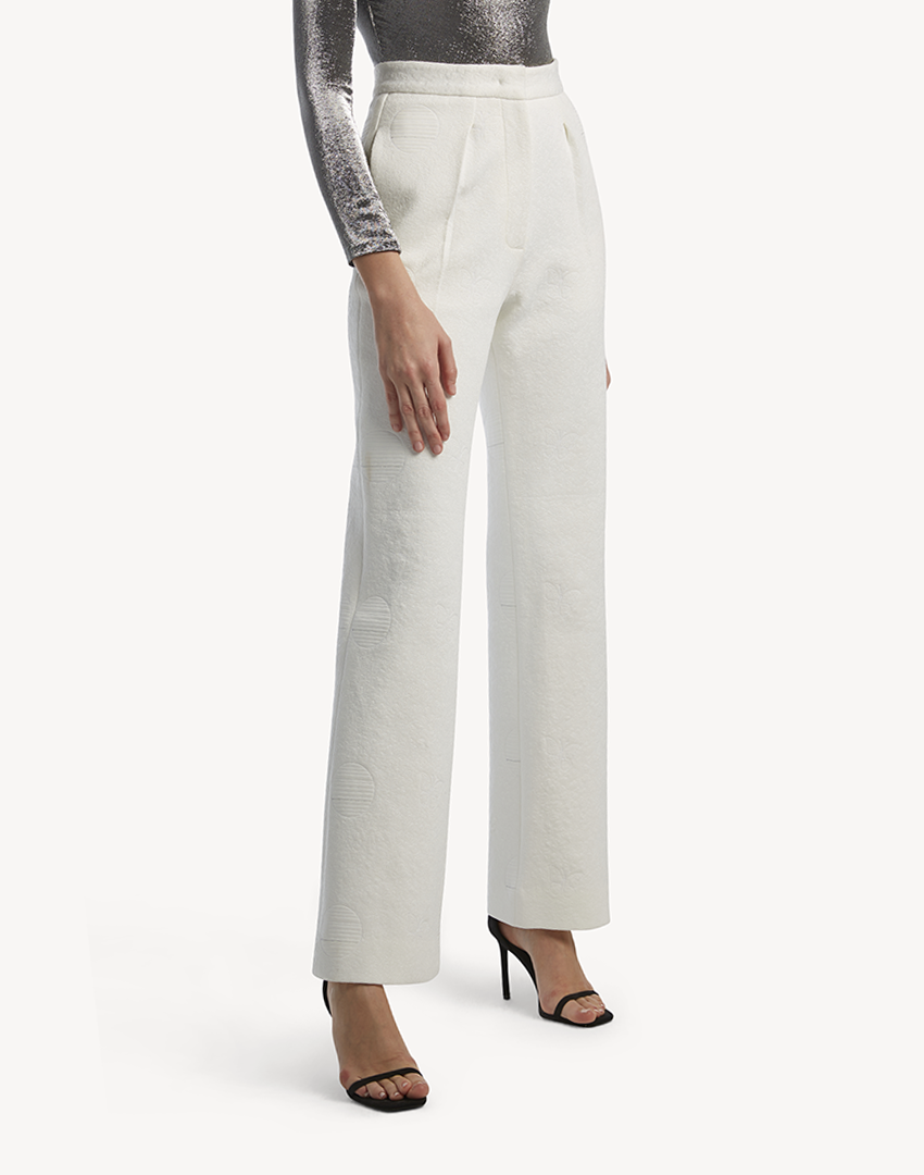 Butterfly Embroidered Trousers- White