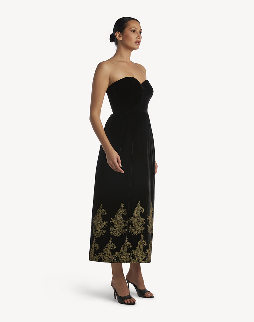 Velvet Sweetheart Midi Dress