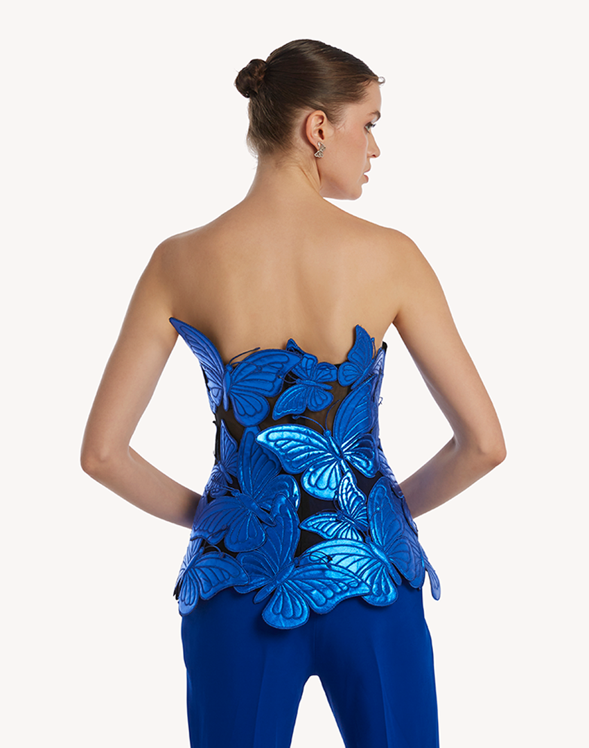 Metallic Papillon Appliqué Corset