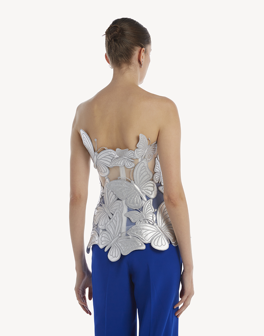 Metallic Papillon Appliqué Corset