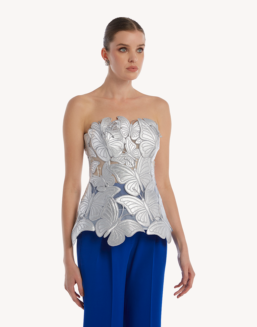 Metallic Papillon Appliqué Corset