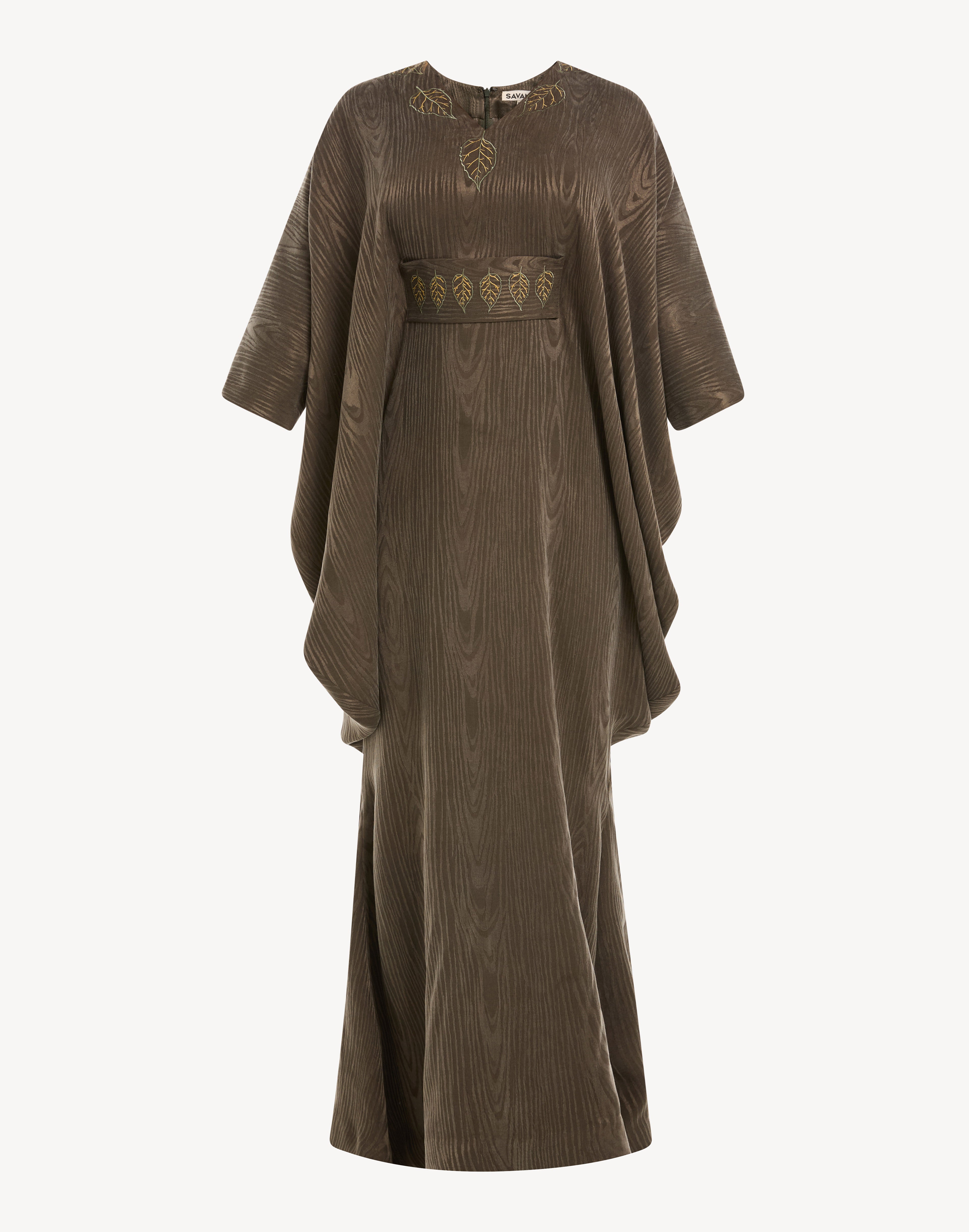 Salma Leaf Embroidered Belted Kaftan