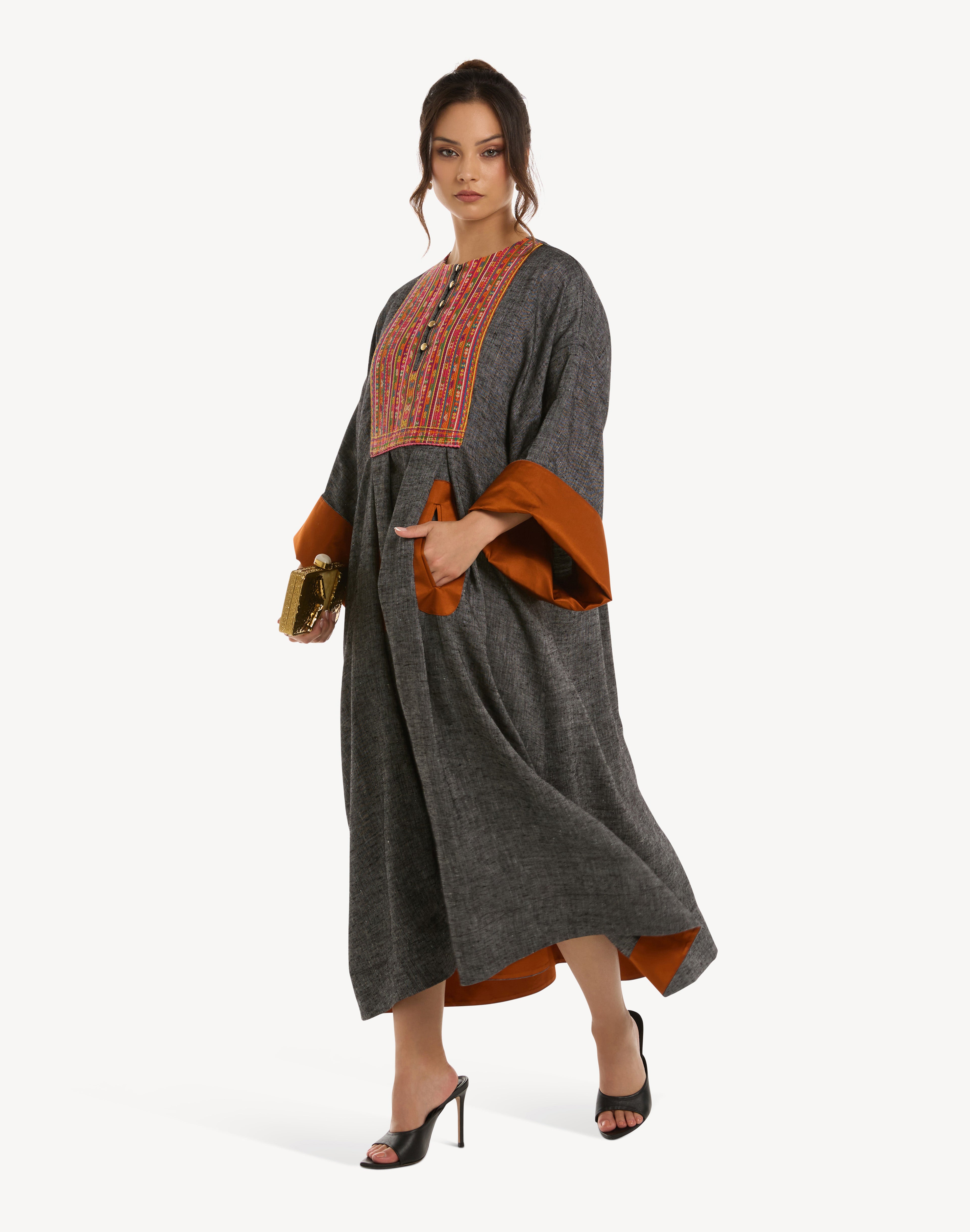 Voyager Embroidered Linen Kaftan