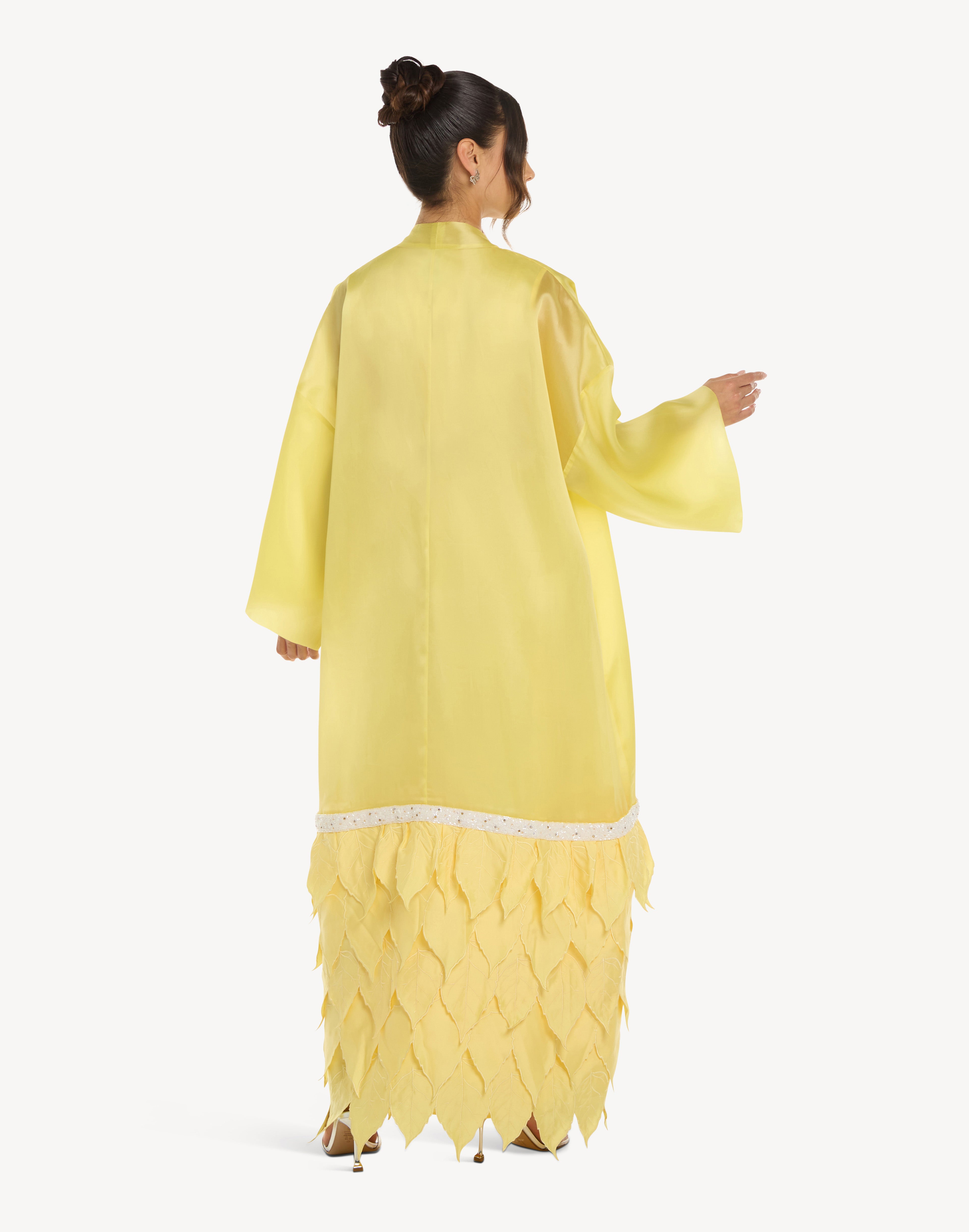 Essence Leaf Appliqué Silk Kaftan