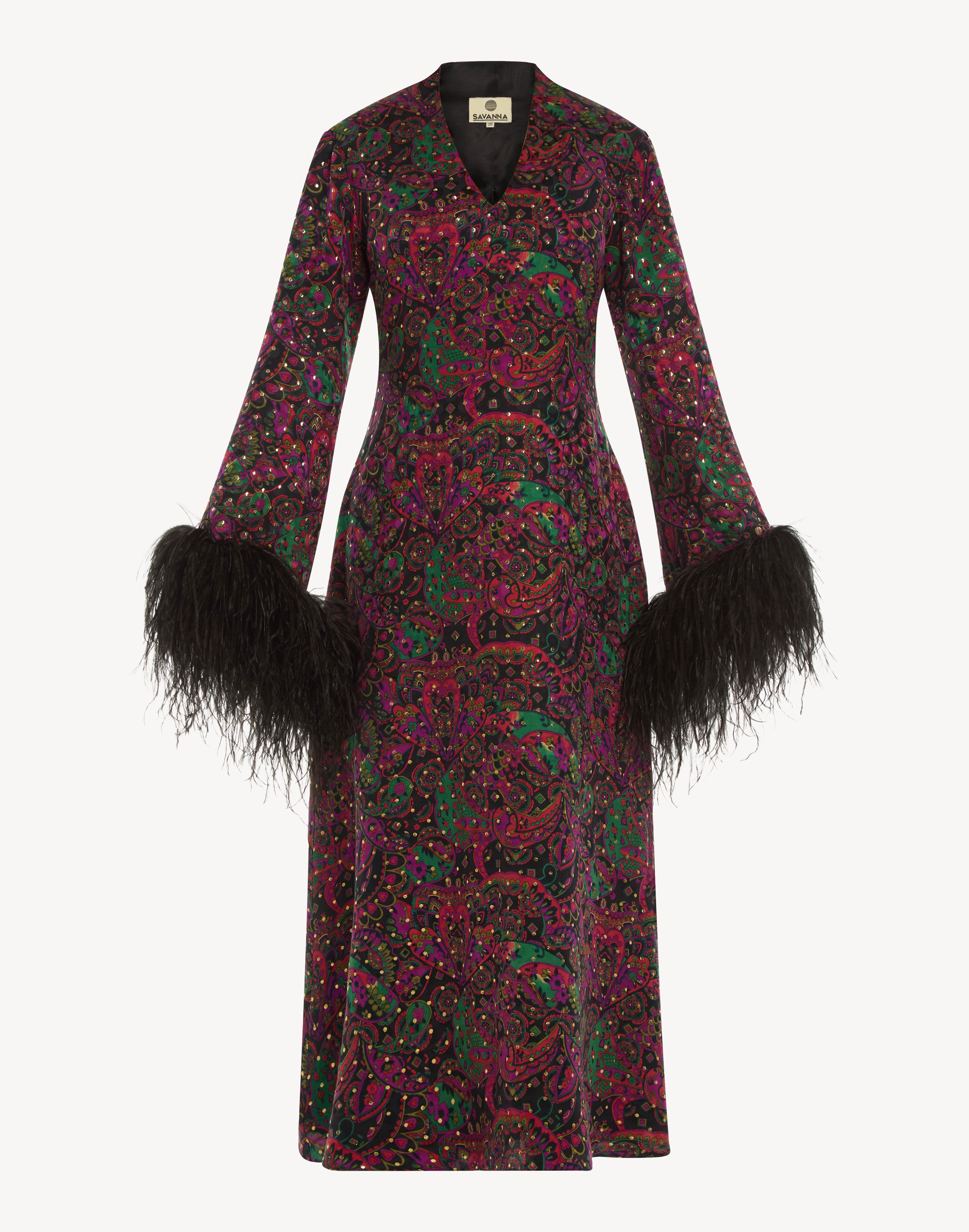 Silk Road Feather-Sleeve Kaftan