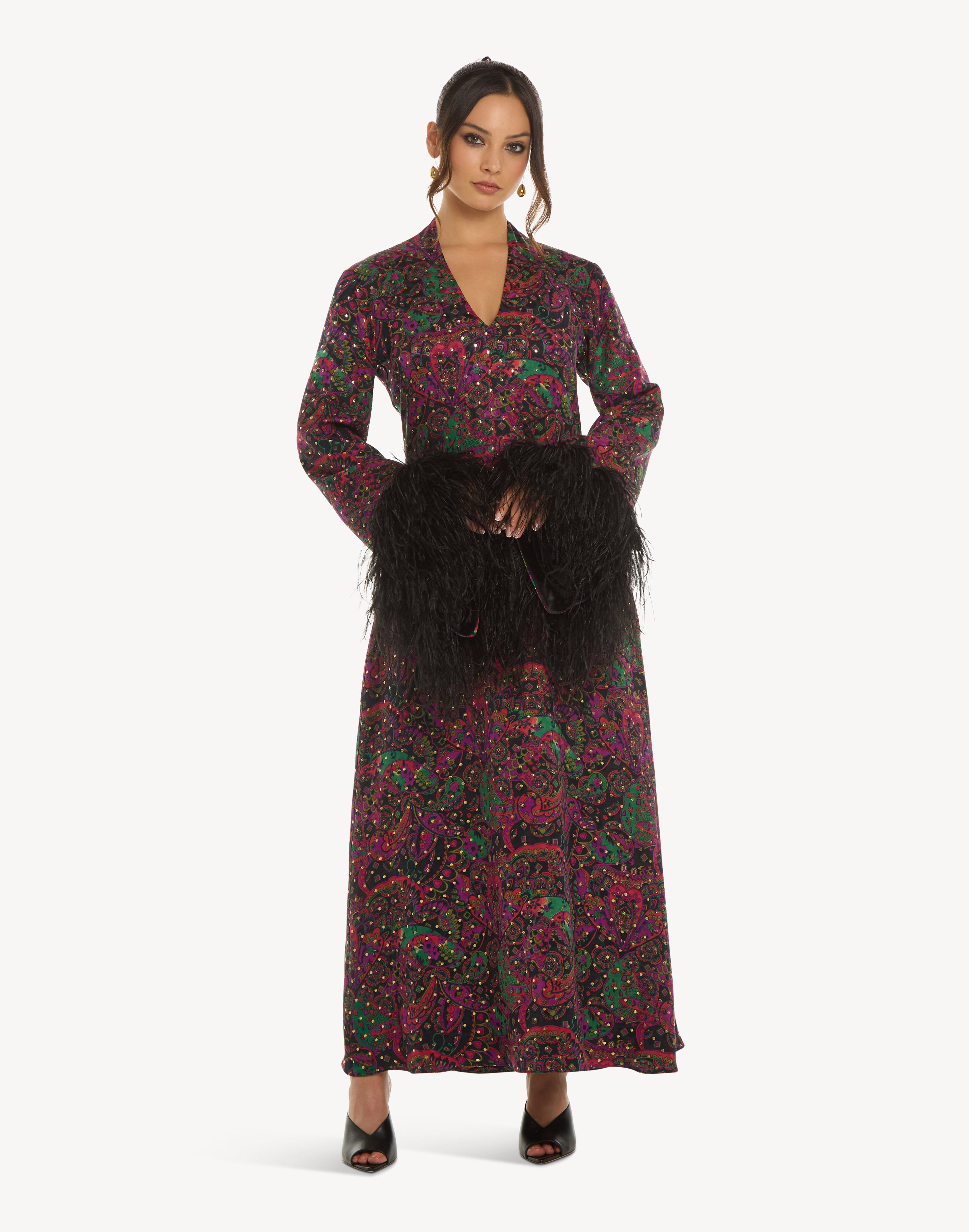 Silk Road Feather-Sleeve Kaftan