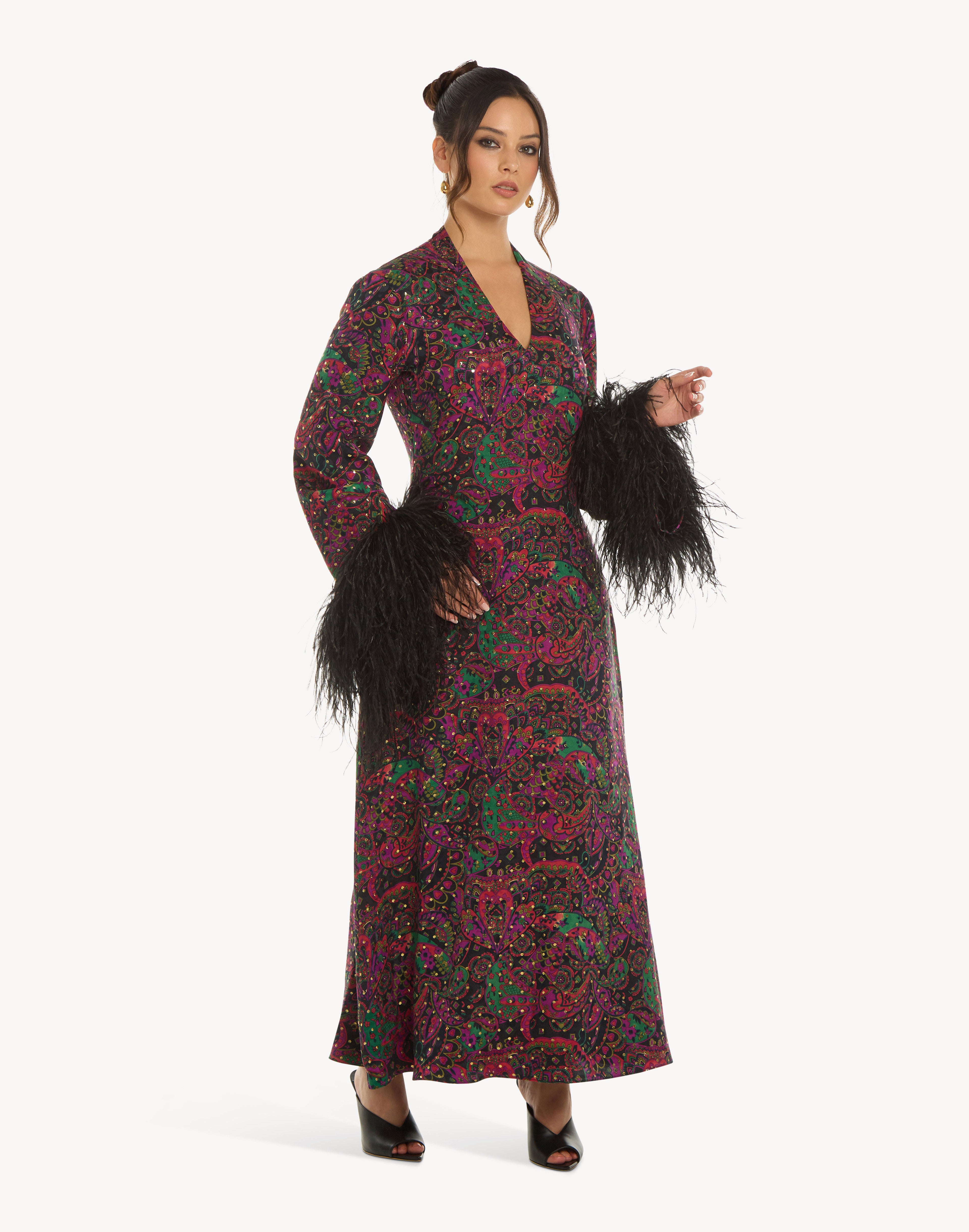 Silk Road Feather-Sleeve Kaftan