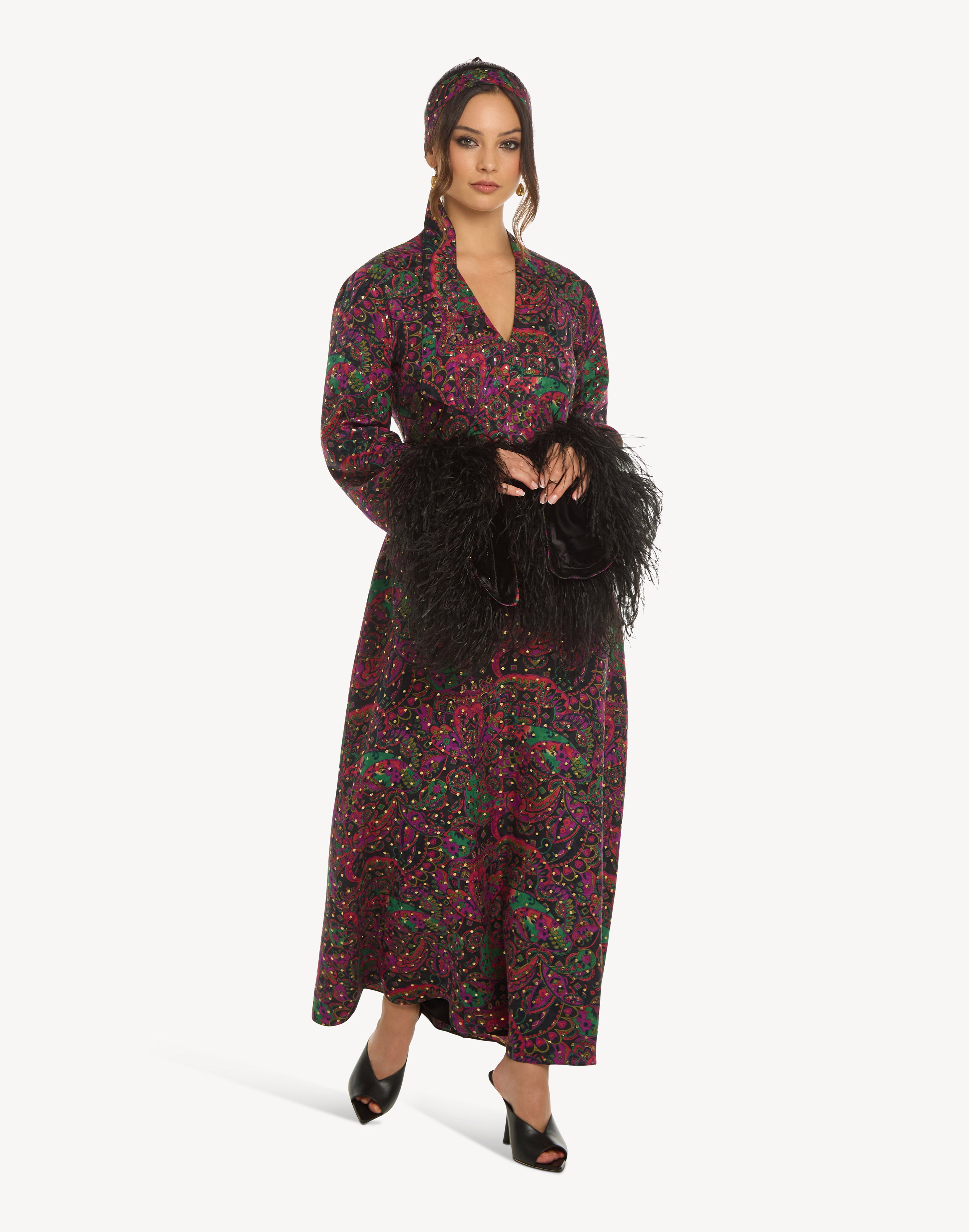 Silk Road Feather-Sleeve Kaftan