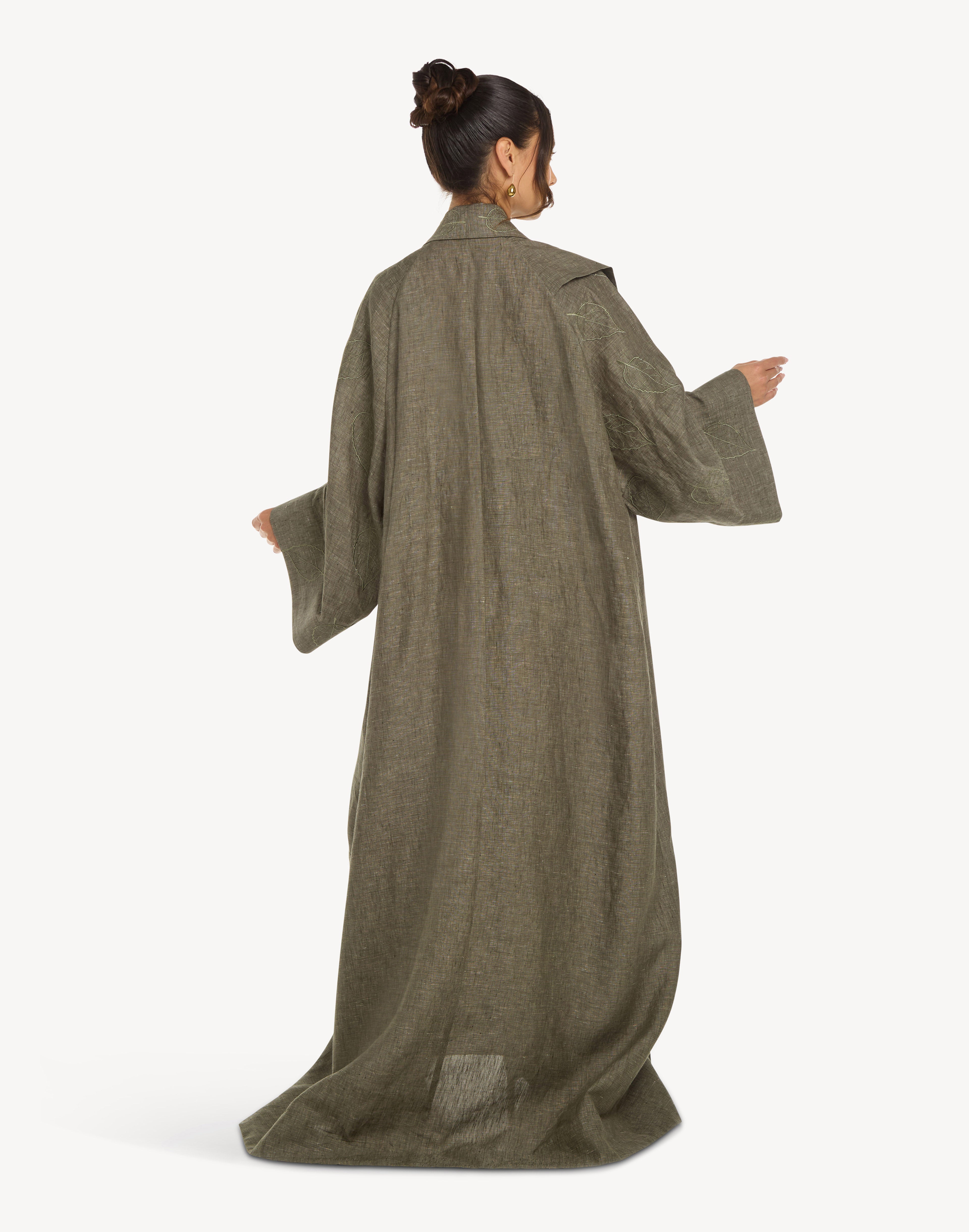 Nomad Leaf Embroidered Linen Kaftan