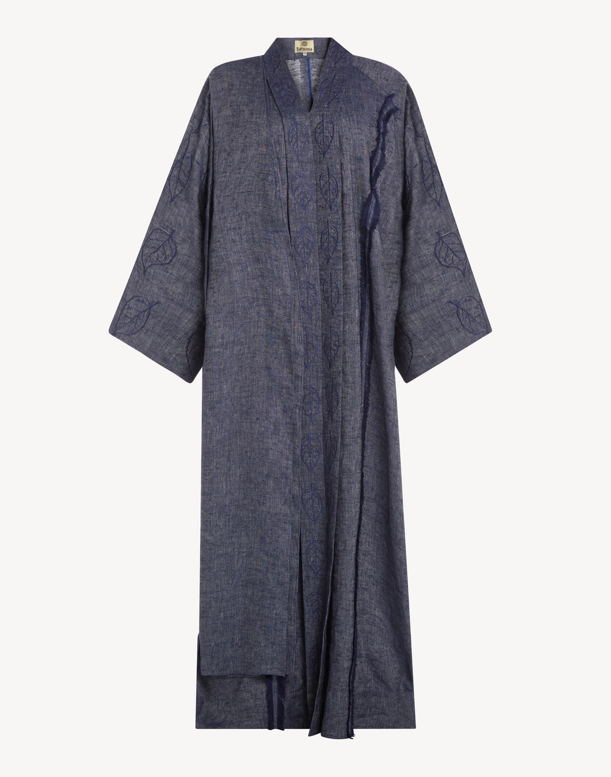 Nomad Leaf Embroidered Linen Kaftan