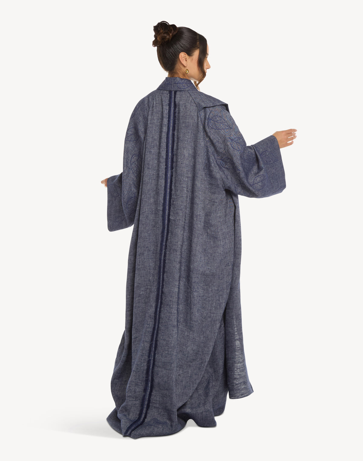 Nomad Leaf Embroidered Linen Kaftan