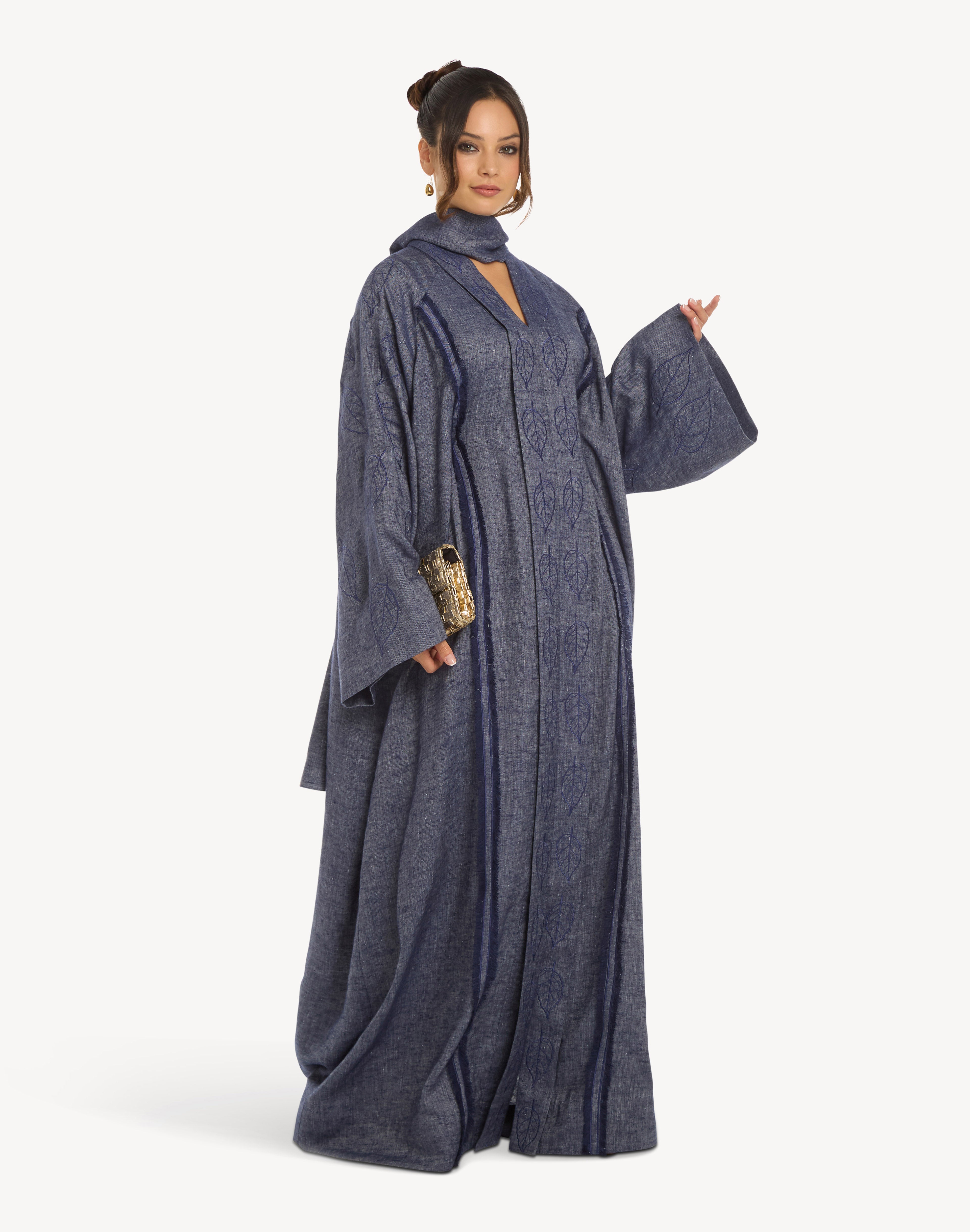 Nomad Leaf Embroidered Linen Kaftan