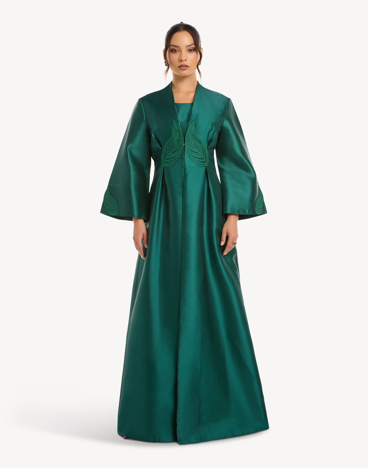 Alia Leaf Applique Kimono Abaya
