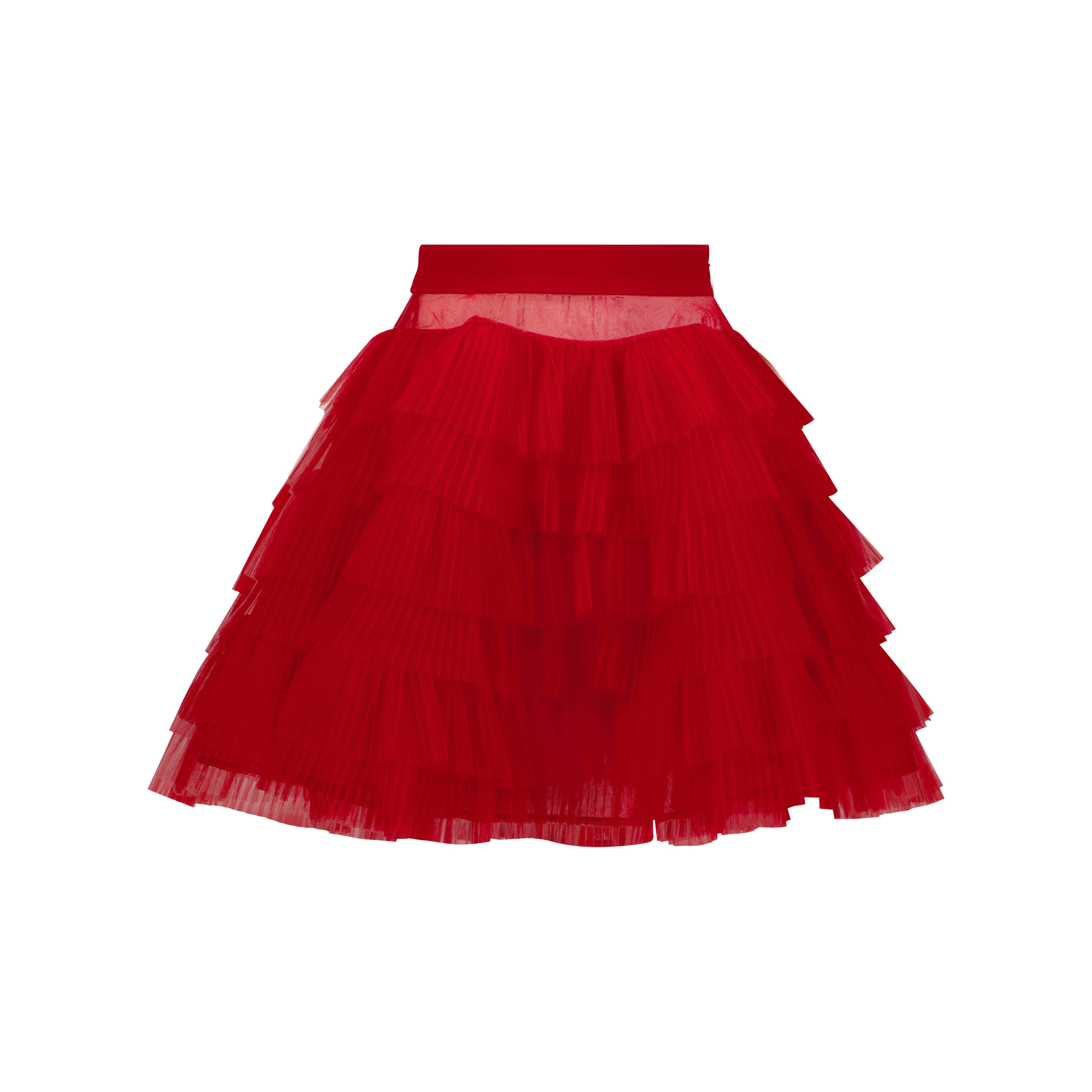 Tulle-tiered Sheer-Panel Mini Skirt