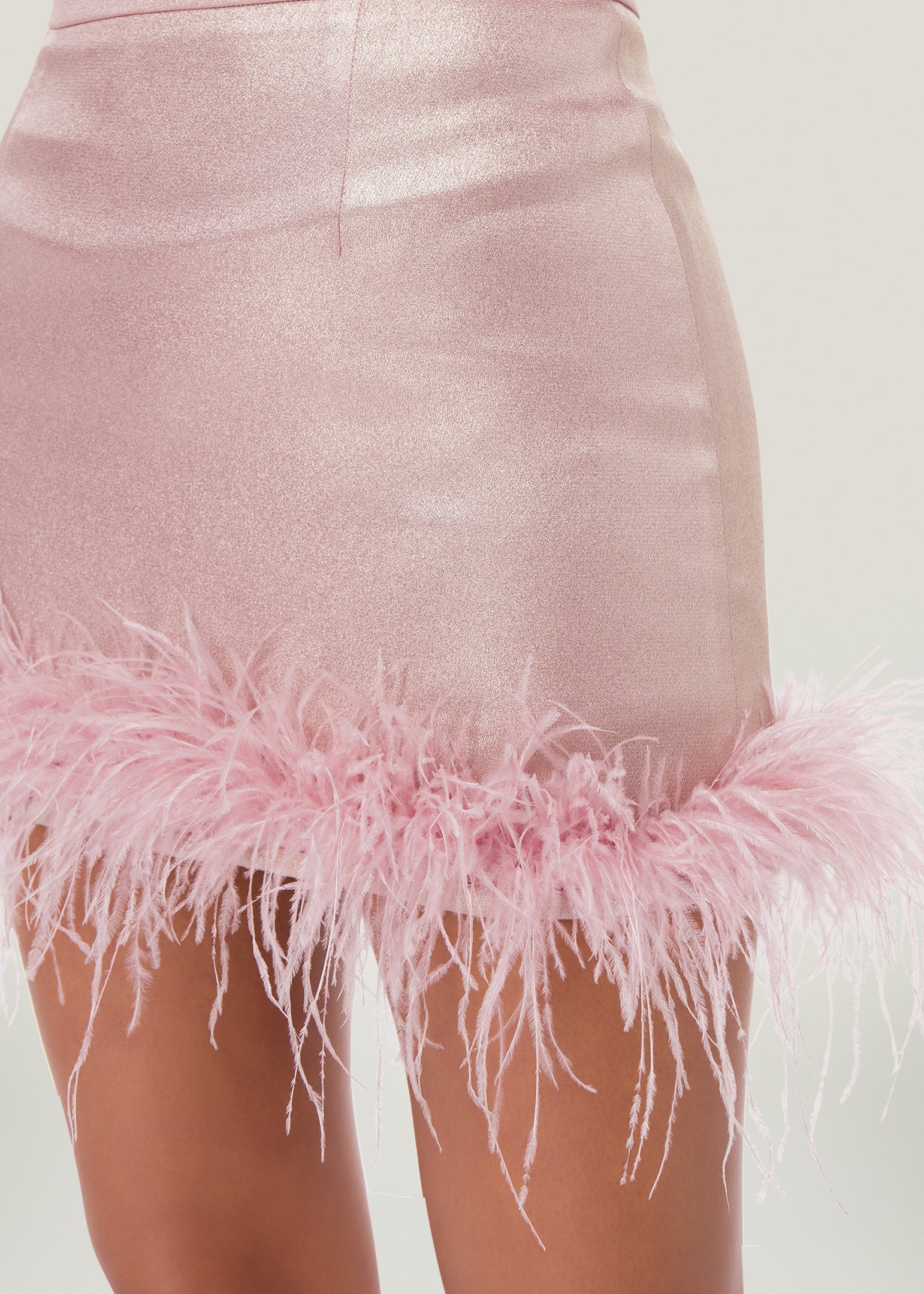 Shimmery Feather-Trimmed Mini Skirt