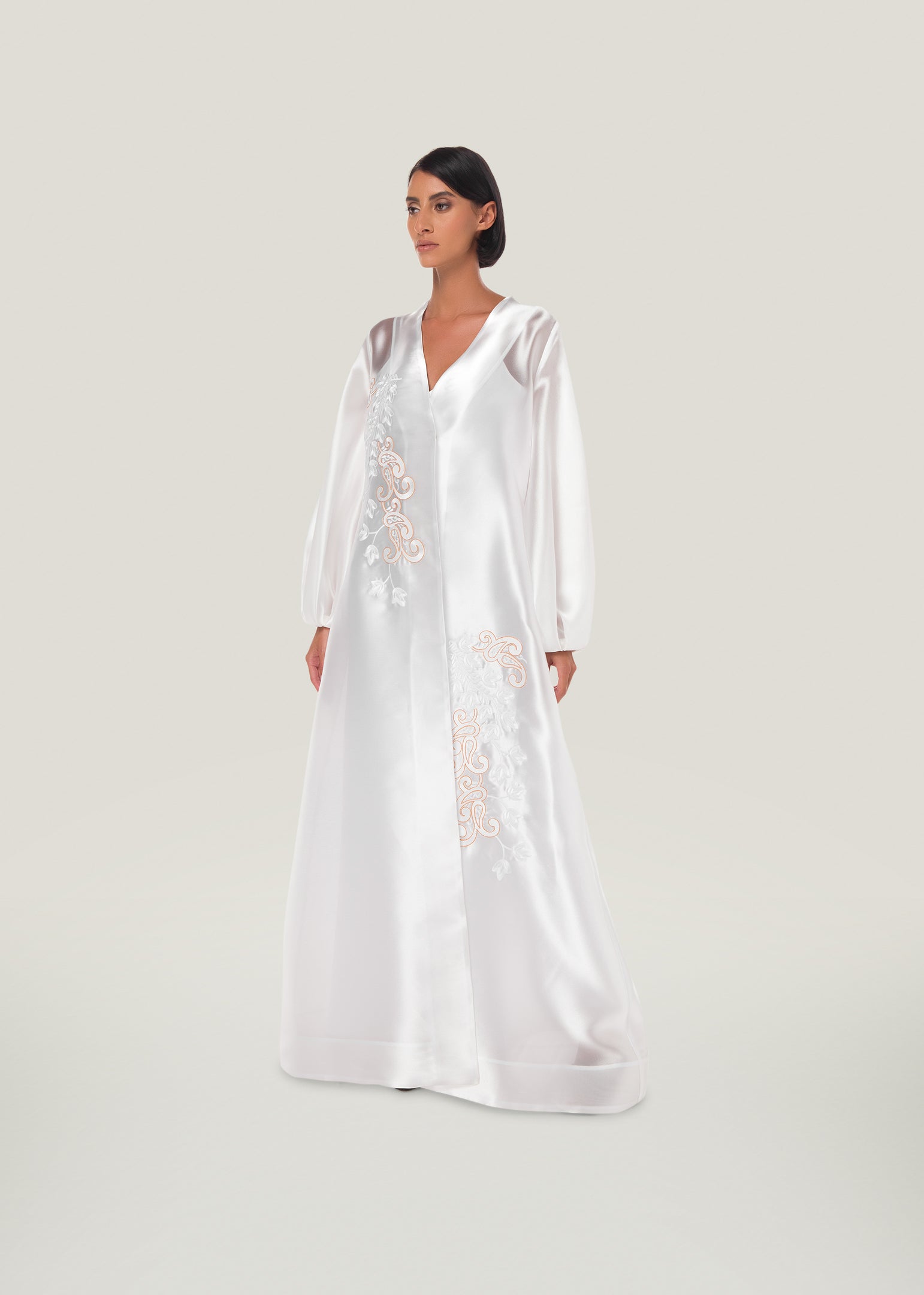 Garden Bloom Floral-applique Kaftan