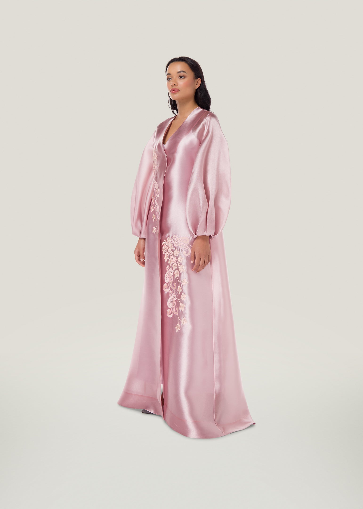 Garden Bloom Floral-applique Kaftan