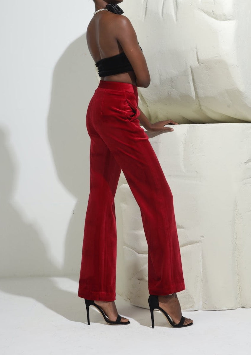 Velvet High-Waisted Trousers