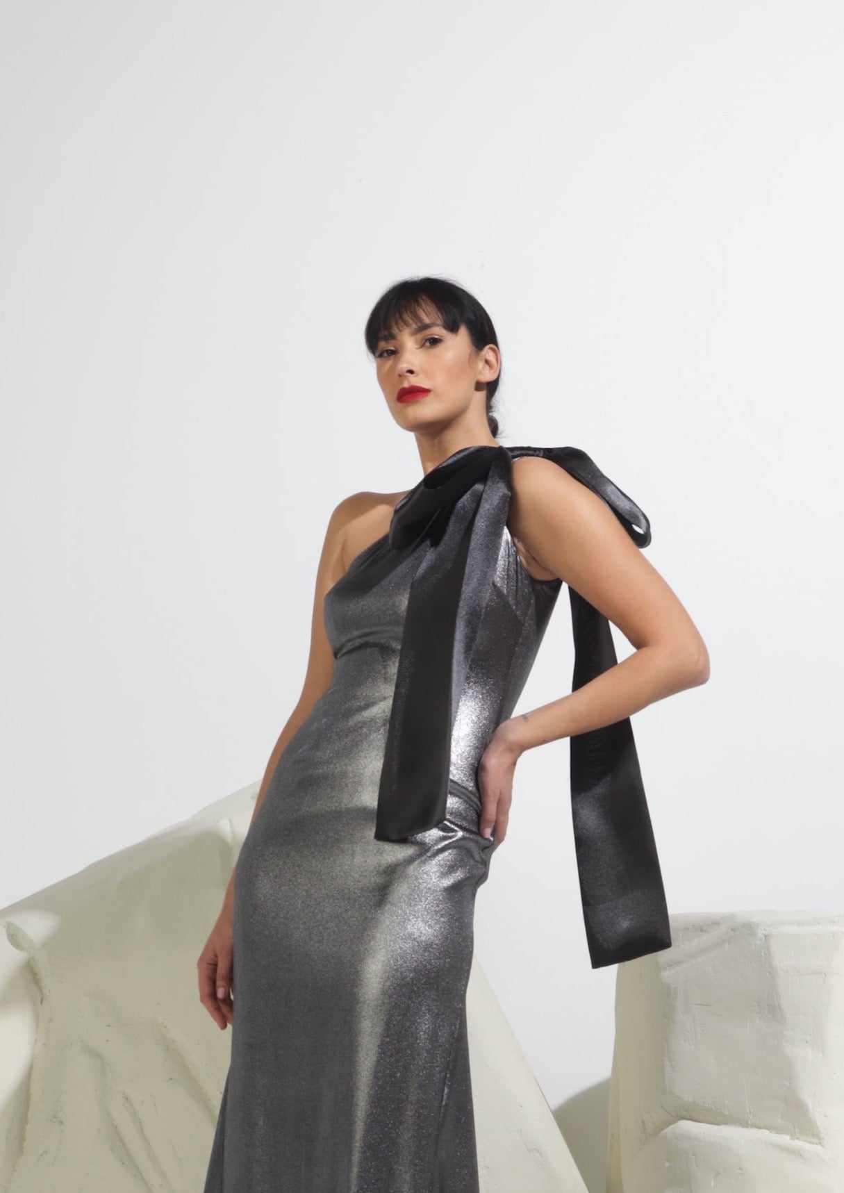 Savanna Signature Bow Metallic Dress