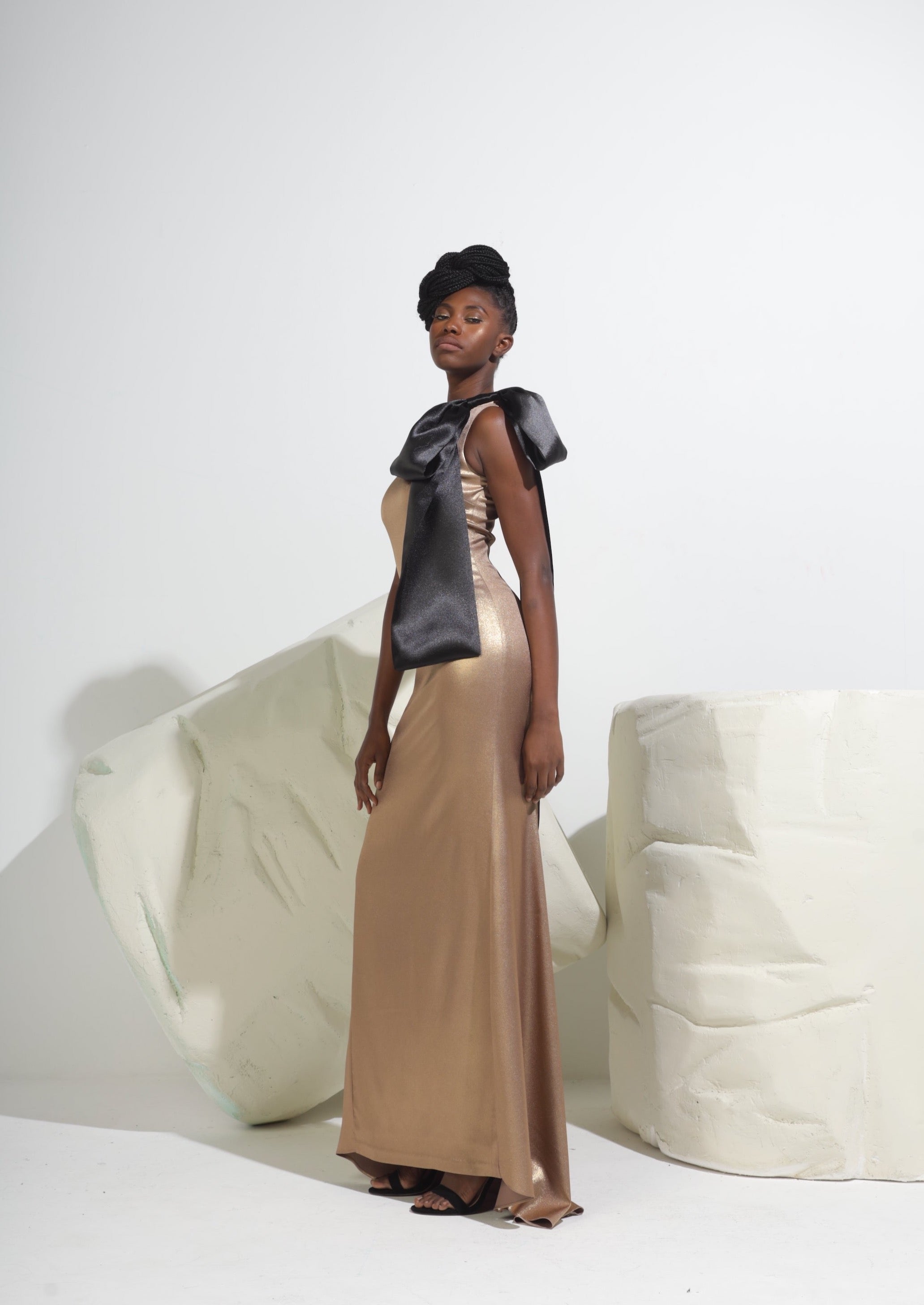 Savanna Signature Bow Metallic Dress