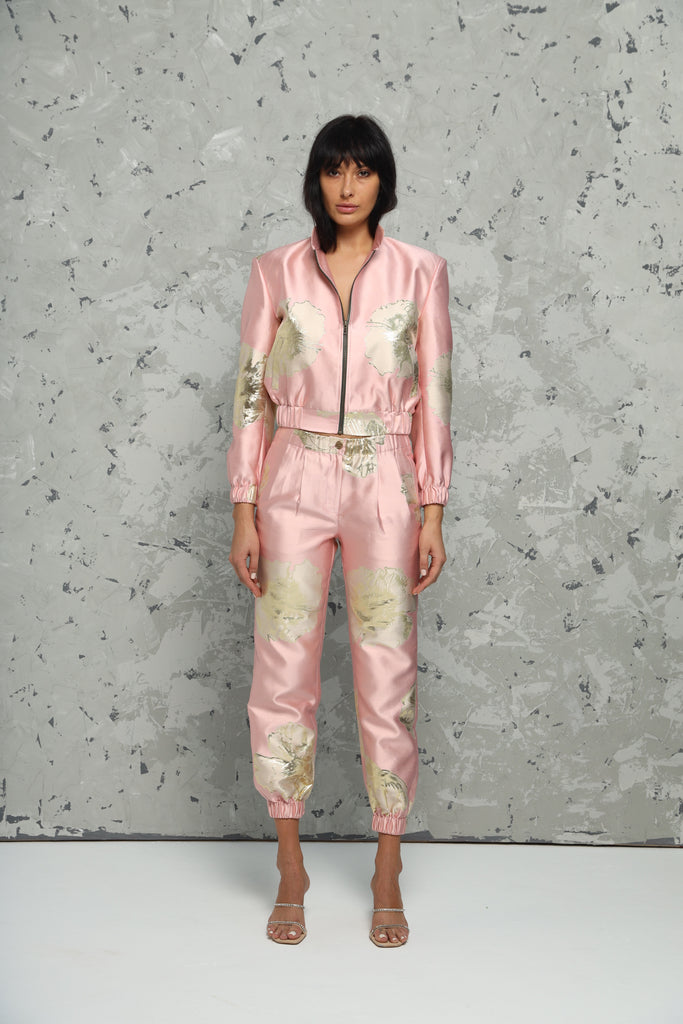 Pink discount silk tracksuit