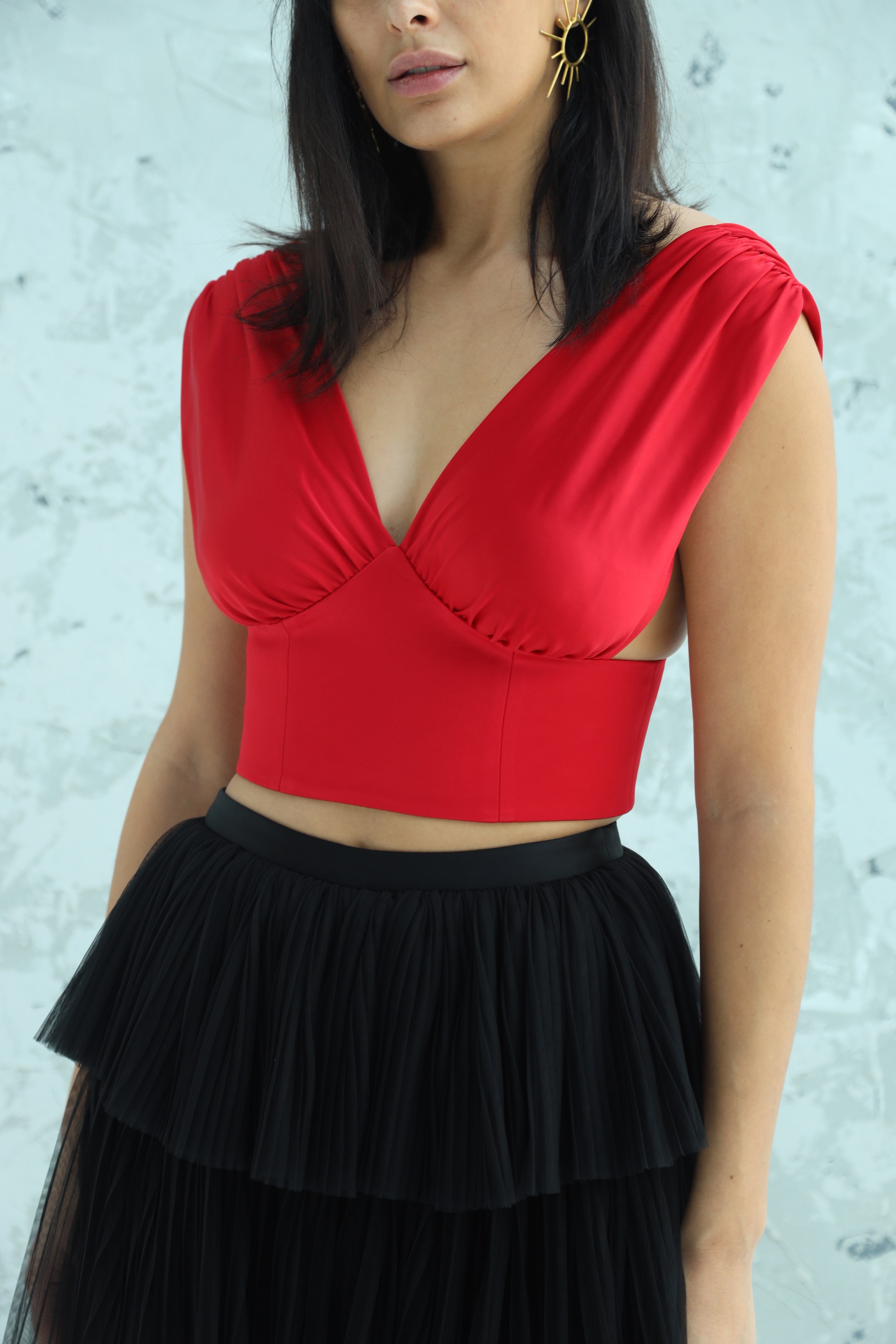 Satin Plunge Crop Top