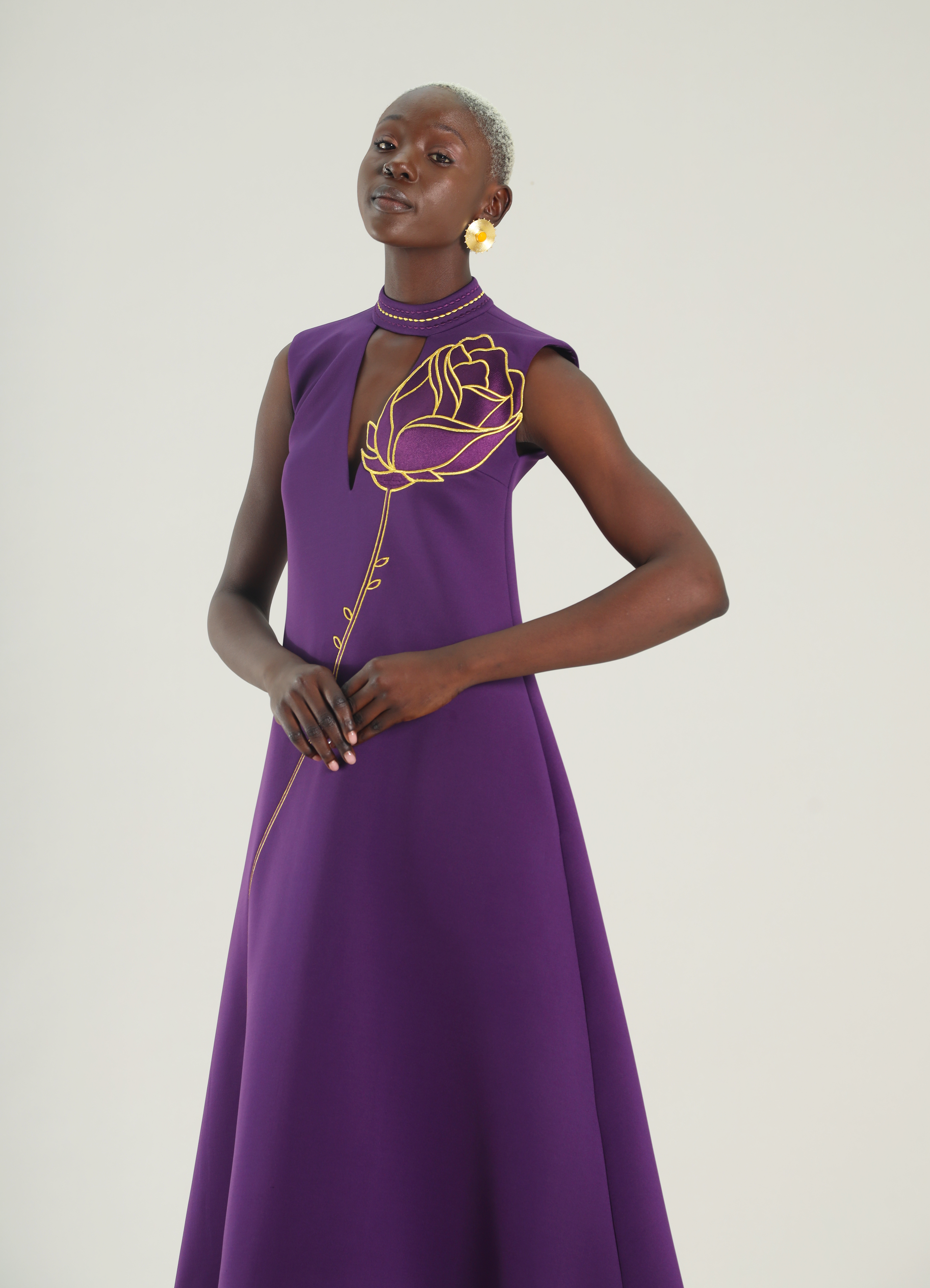 Rose Sleeveless Dress - Purple