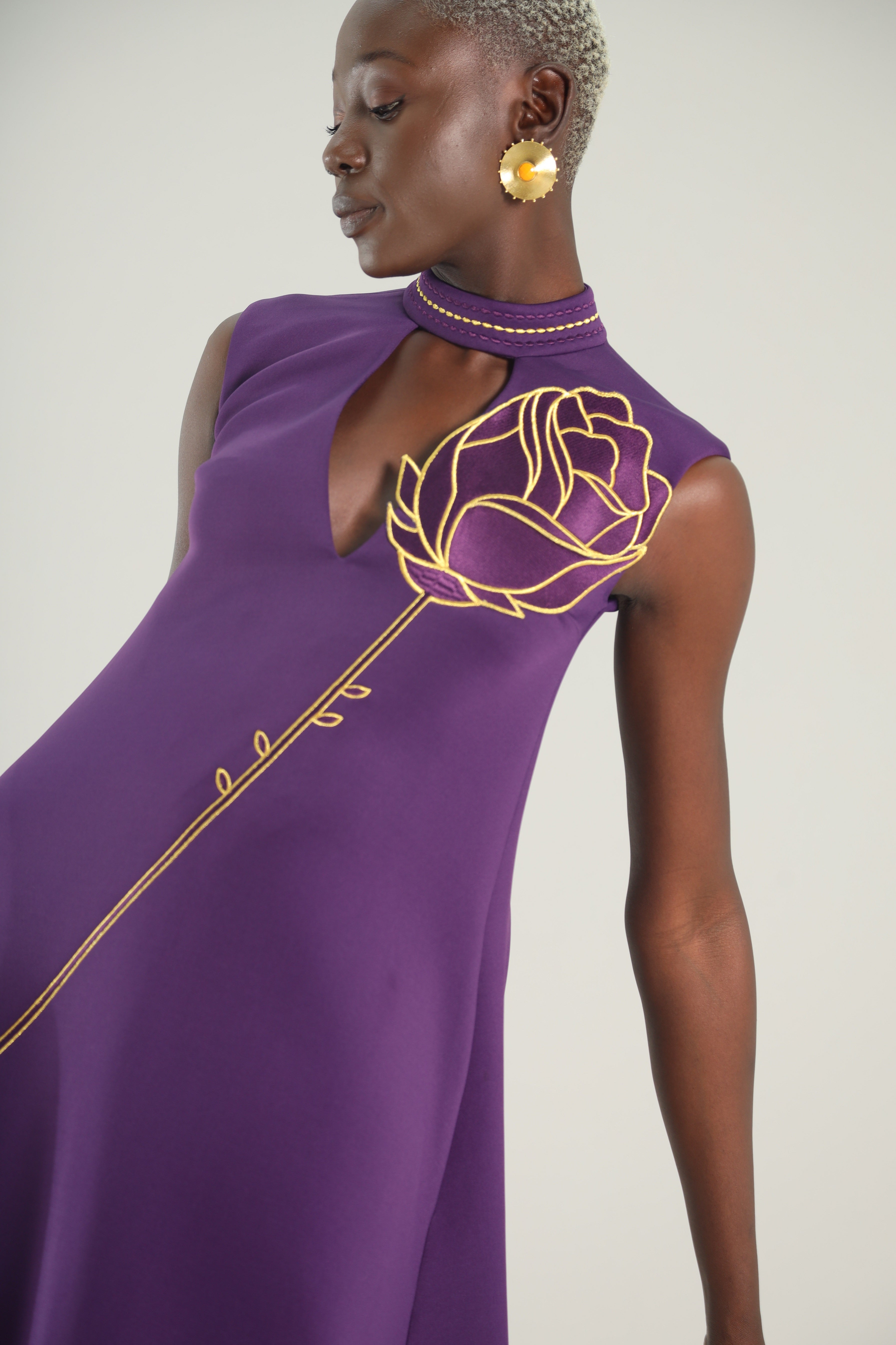 Rose Sleeveless Dress - Purple